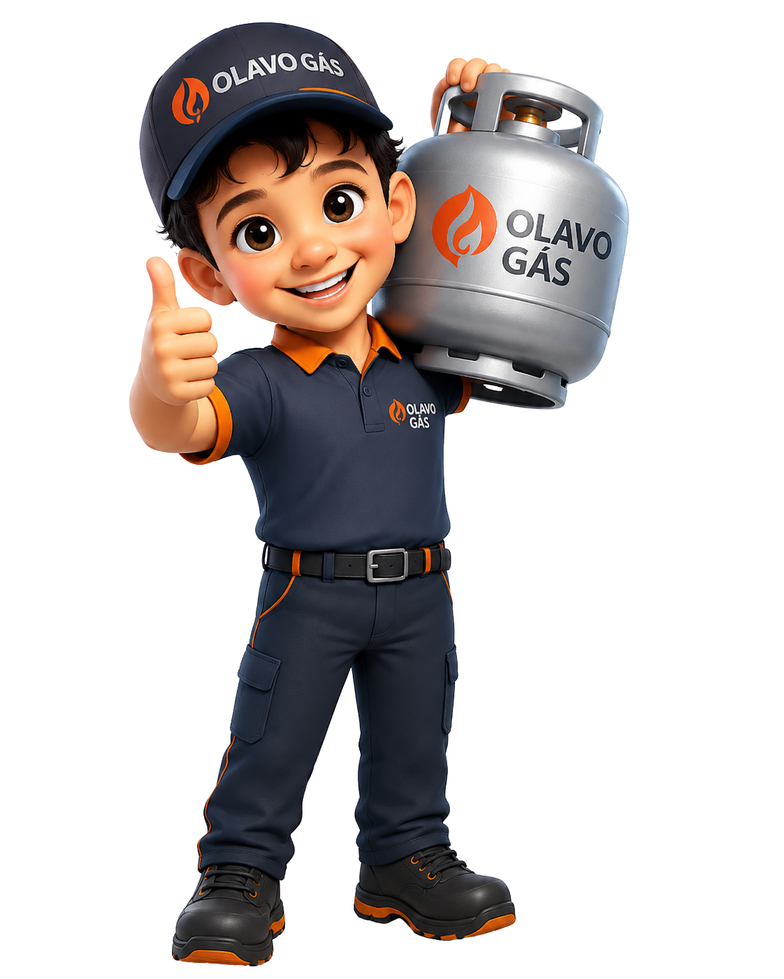 Mascote Olávo Gás segurando botijão